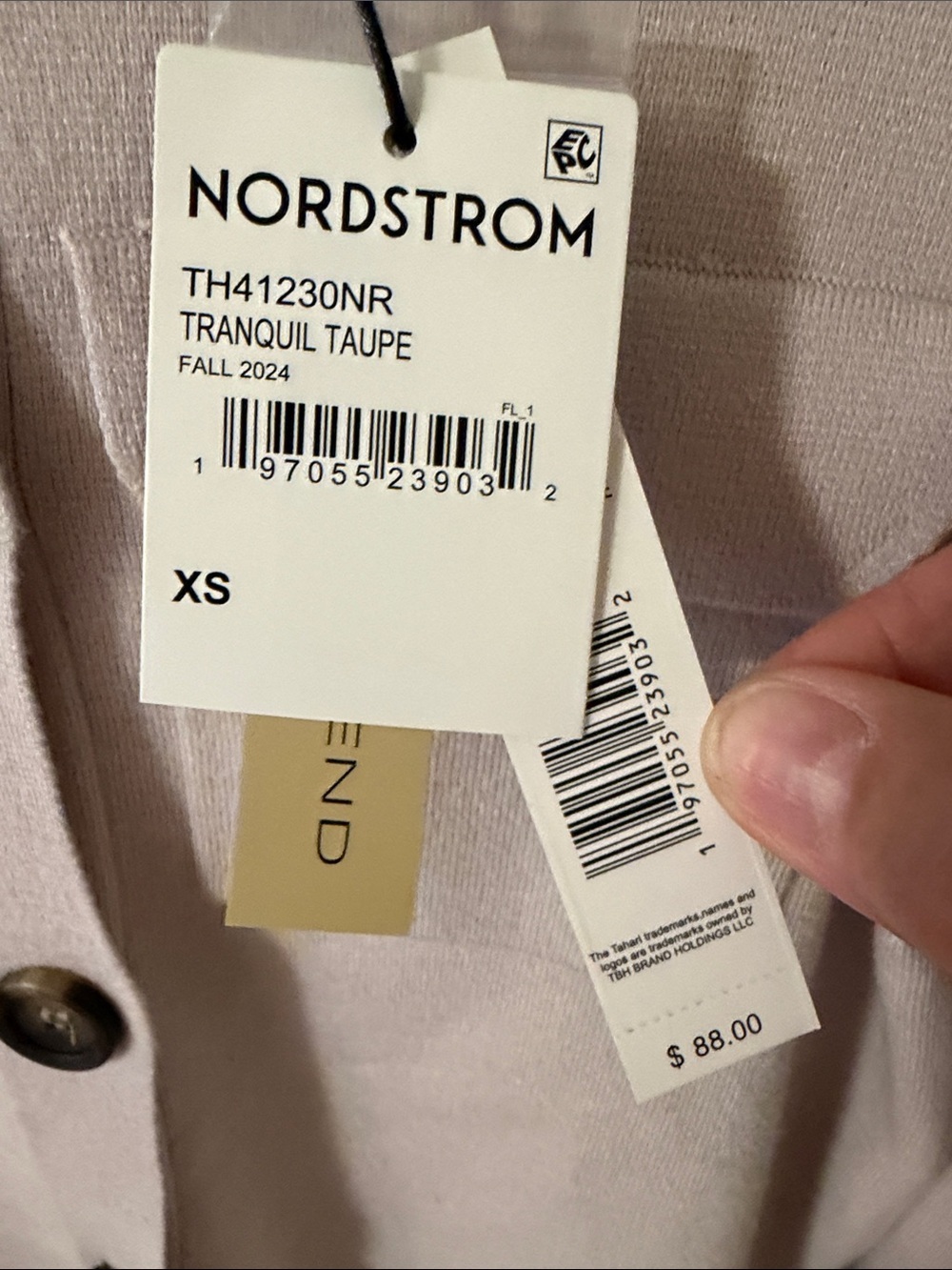 NWT T Tahari Collar Button Front Crop Sweater Jacket Cardigan Tranquil Taupe XS - Picture 5 of 8